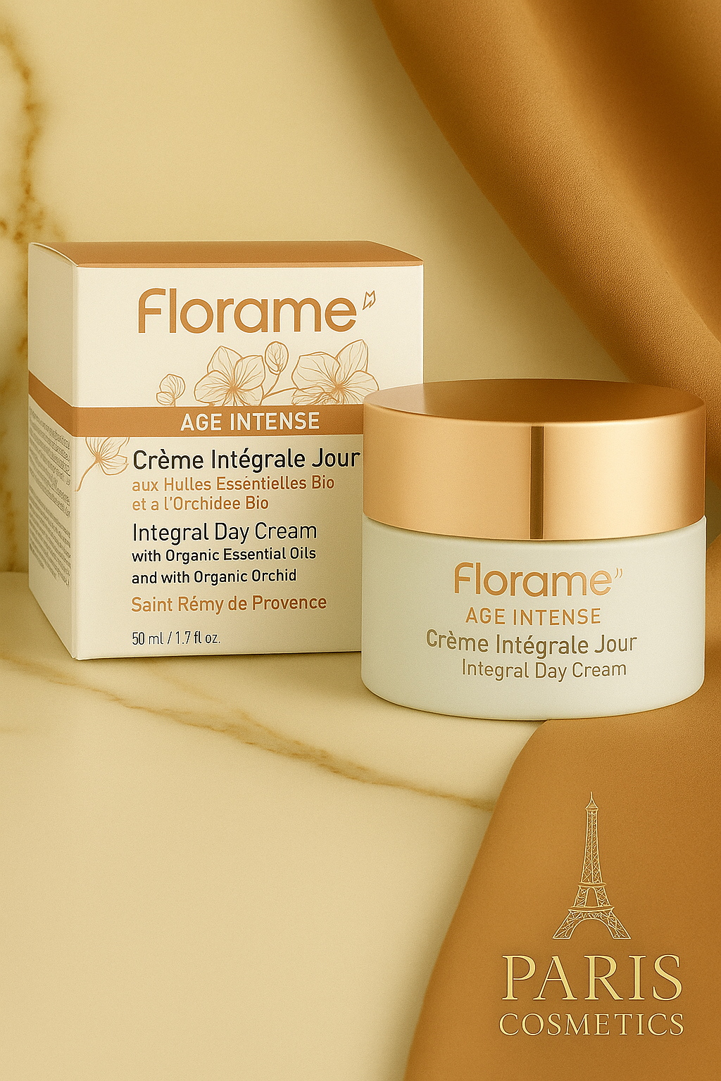 Florame Age Intense Integral Day Cream – Organic Orchid & Myrrh – Triple Action Anti-Aging – Organic | 50ml