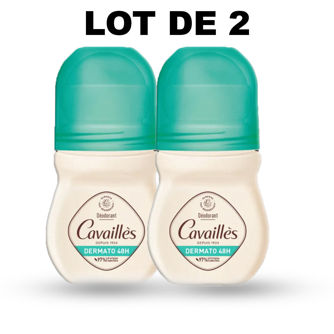 Roge Cavailles Deodorant Dermato 48H Roll'on Lot of 2x500ml